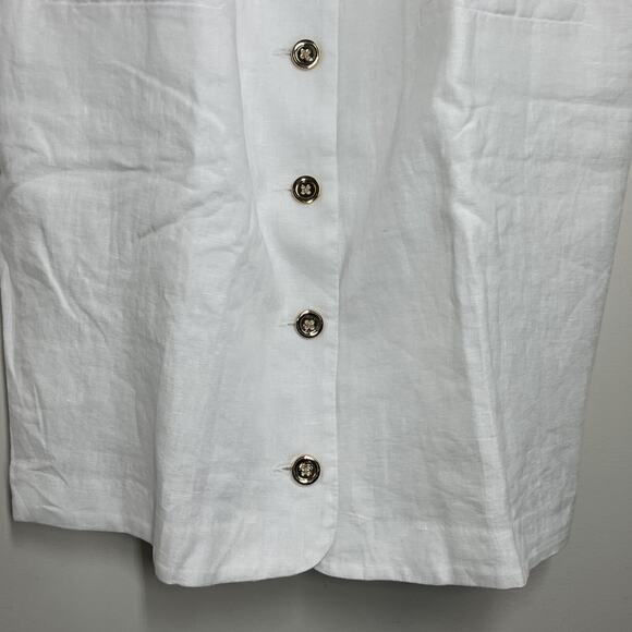 J Crew Claudia Dress in Linen XXL White Shift Square Neckline Button Up Retro - Picture 4 of 14